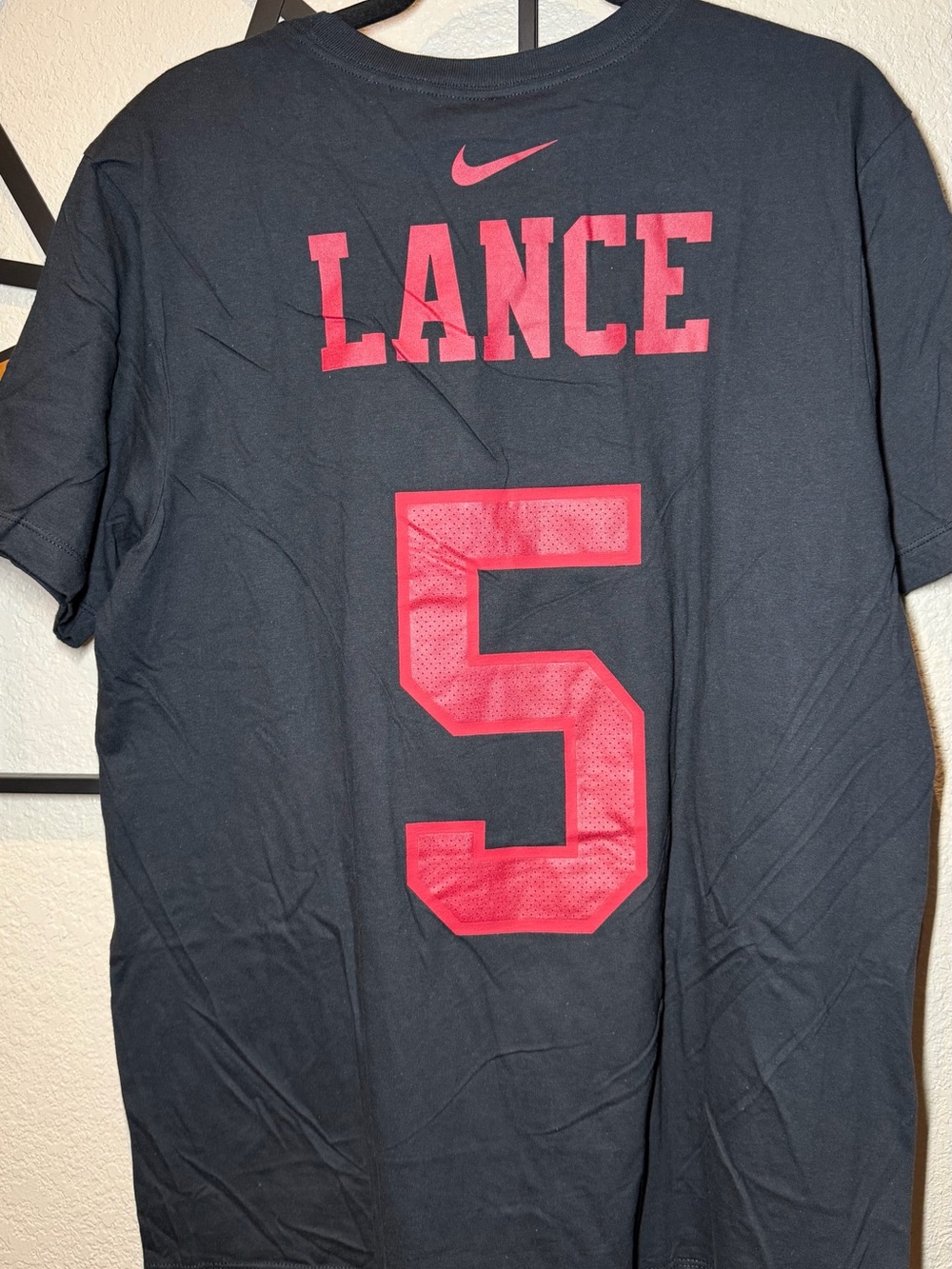 Nike Black Short-Sleeve Tee with Red 'LANCE' and Number 5